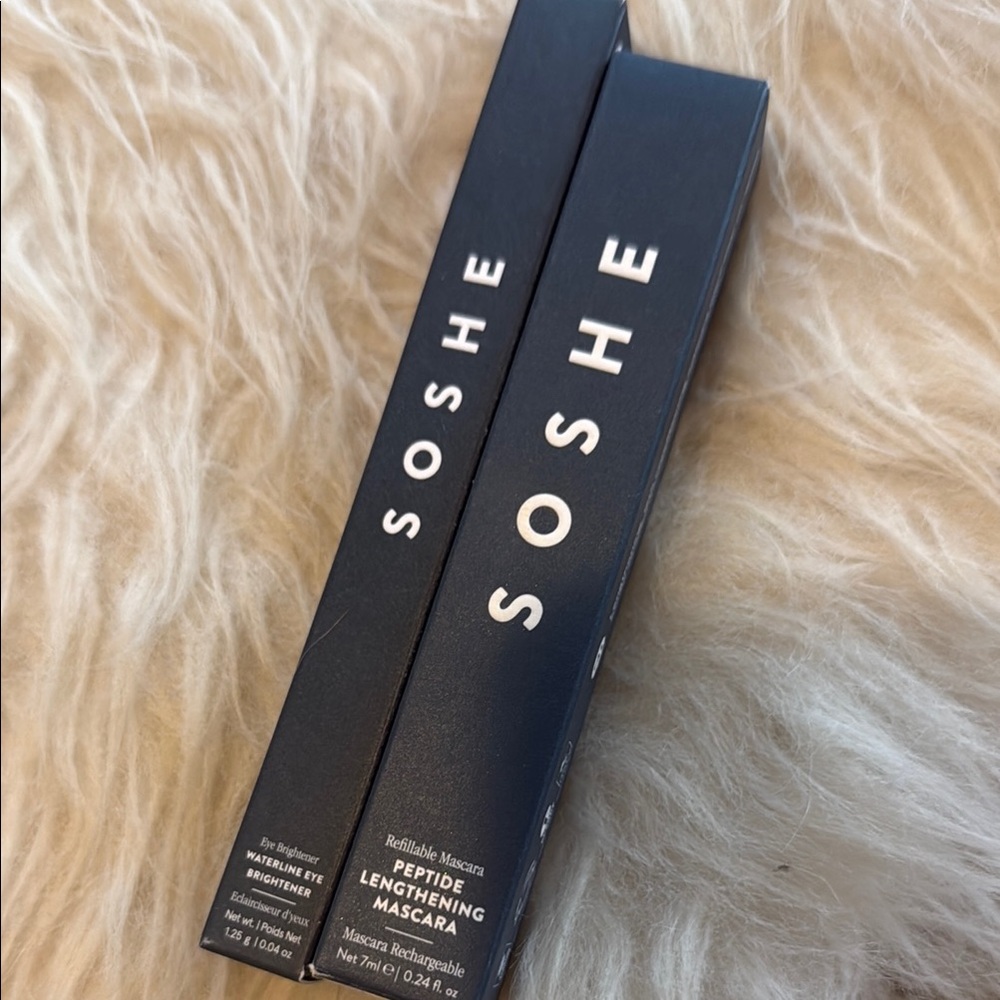 NIB soshe beauty duo (2) peptide lengthening mascara, eye brightener $52